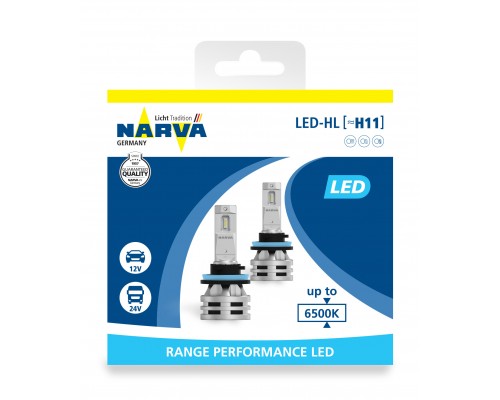 Лампа светодиодная 18048 H11 12/24V-LED (PGJ19-2) 6500K 16W, (к.уп.2 шт.) Range Performance LED HL NARVA