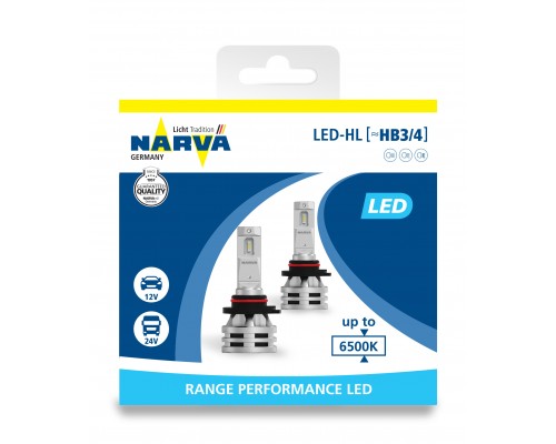 Лампа светодиодная 18038 HB3 /HB4 12/24V-LED (P20/22d) 6500K 16W, (к.уп.2 шт.) Range Performance LED HL NARVA