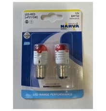 Лампа светодиодная 18096 P21/5W 12V-LED (BAY15d) 2.8/0.4W RED (блистер 2шт.) Range Performance LED NARVA