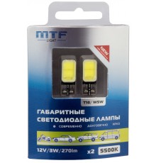 Автомобильные светодиодные лампы MTF light T10/W5W COB55 270 люмен 5500К