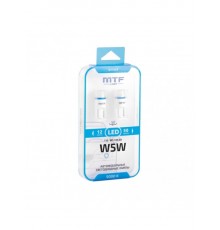 Светодиодная автолампа MTF Light W5W/T10, 12В, 1Вт, 5000К(белый свет), линза матовая