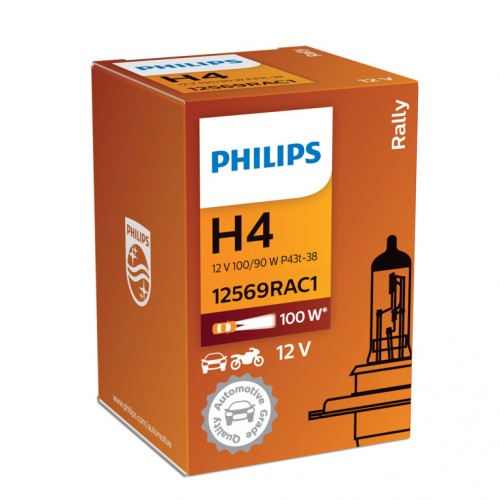 Лампа 12569RAC1 H4 12V-100/90W (P43t) Rally for off-road only PHILIPS