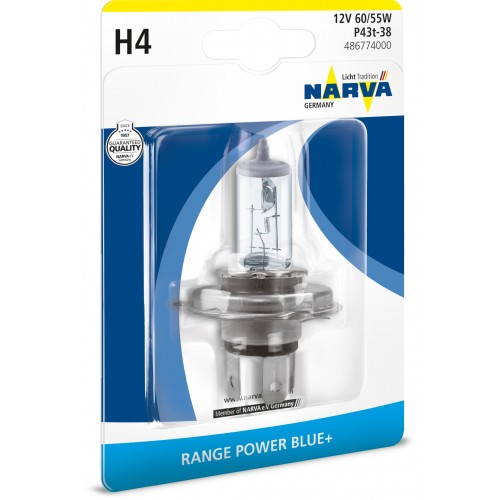 Лампа 48677 H4 12V- 60/55W (P43t) (белый свет-голуб.оттен.) RPB+ NARVA