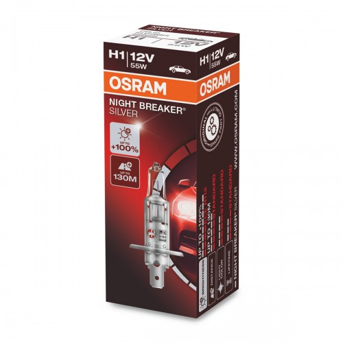 Лампа 64150NBS 55W 12V P14.5S H1 K1 (на 100% больше света на дороге) NIGHT BREAKER SILVER OSRAM