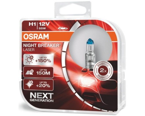 Лампа 64150NL-HCB 55W 12V P14.5S H1 BOX2 (на 150% больше света на дороге) NIGHT BREAKER LASER OSRAM