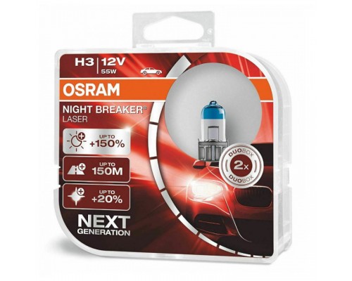 Лампа 64151NL-HCB 55W 12V PK22S H3 BOX2 (на 150% больше света на дороге) NIGHT BREAKER LASER OSRAM