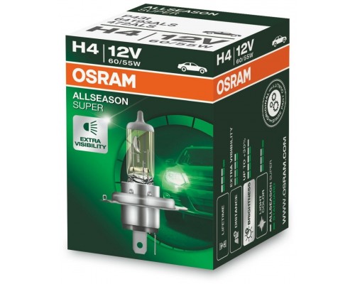 Лампа 64193ALS H4 12V 60/55W P43t (на 30% больше света на дороге, 3000К) ALLSEASON OSRAM