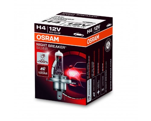 Лампа 64193NBS 60/55W 12V P43T H4 К1 (на 100% больше света на дороге) NIGHT BREAKER SILVER OSRAM