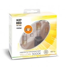 Галогенные лампы серия Yellow 3000K 12V H27/880 27W+W5W, комплект 2шт. Ver.2.0