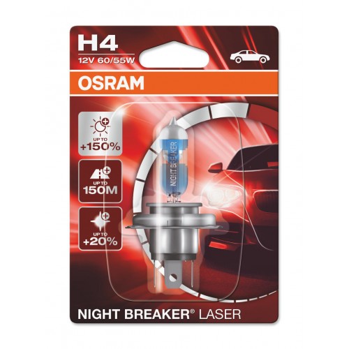 Лампа автомобильная галогенная Osram OSRAM NIGHT BREAKER LASER, H4, 12V, цоколь P43t, 1 шт