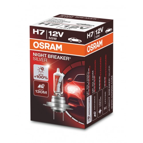 Лампа 64210NBS 55W 12V PX26D H7 K1 (на 100% больше света на дороге) NIGHT BREAKER SILVER OSRAM
