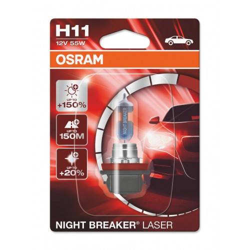 Лампа автомобильная галогенная Osram OSRAM NIGHT BREAKER LASER, H11, 12V, цоколь PGJ19-2, 1 шт