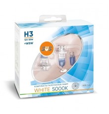 Галогенные лампы серия White 5000K 12V H3 55W+W5W, комплект 2шт. Ver.2.0