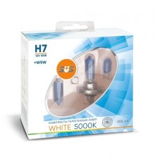 Галогенные лампы серия White 5000K 12V H7 55W+W5W, комплект 2шт. Ver.2.0