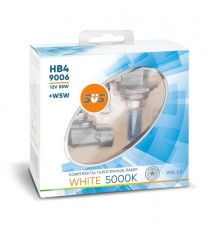 Галогенные лампы серия White 5000K 12V HB4/9006 55W+W5W, комплект 2шт. Ver.2.0