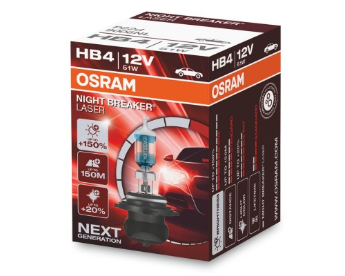 Лампа 9006NL 51W 12V P22D HB4 К1 (на 150% больше света на дороге) NIGHT BREAKER LASER OSRAM