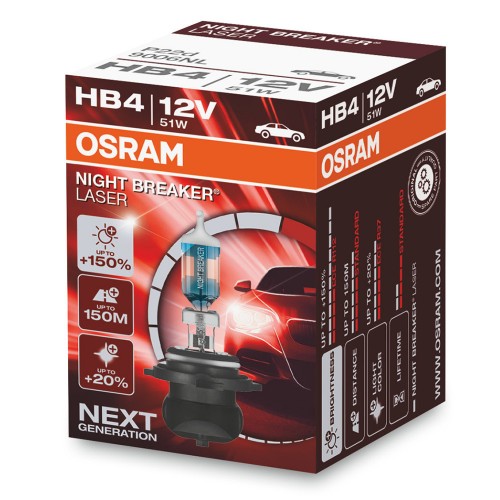 Лампа 9006NL 51W 12V P22D HB4 К1 (на 150% больше света на дороге) NIGHT BREAKER LASER OSRAM