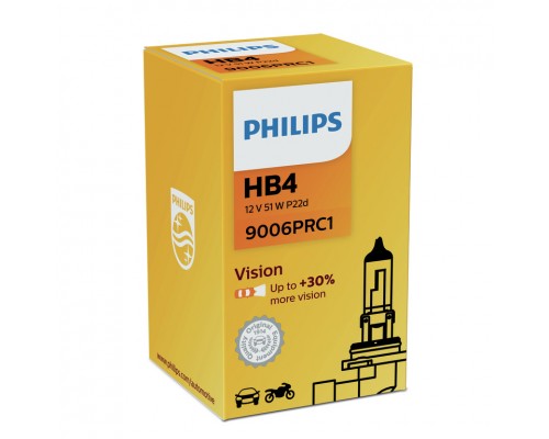 Лампа 9006PRC1 HB4 12V- 51W (P22d) ( +30% света) (Premium) Vision PHILIPS