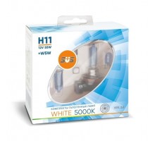 Галогенные лампы серия White 5000K 12V H11 55W+W5W, комплект 2шт. Ver.2.0