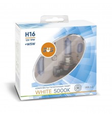 Галогенные лампы серия White 5000K 12V H16 19W+W5W, комплект 2шт. Ver.2.0