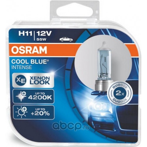 Лампа автомобильная Osram "Cool Blue Intense", H11 12V-55W PGJ19-2, 2 шт