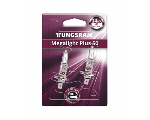 Автолампа H1 12V- 55W (P14,5s) ( +60% света) Megalight Plus  (блистер 2шт.) 93108024
