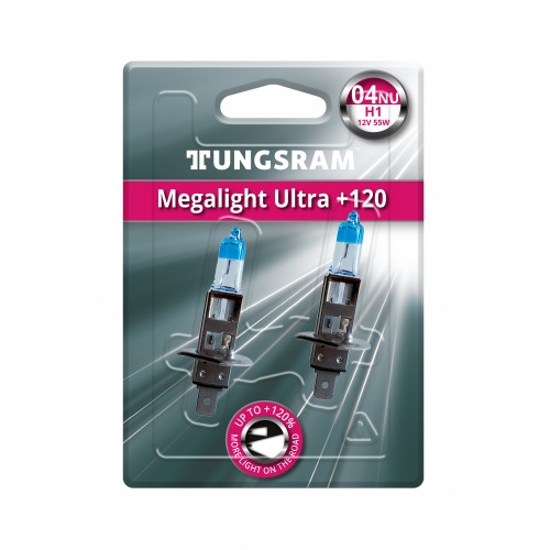 Автолампа H1 12V- 55W (P14,5s) (+120% света) Megalight Ultra +120 (блистер 2шт.) 93105797